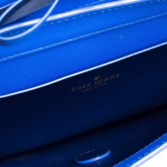 Kate Spade Blue Leather Bow Flap Crossbody Spacious Shoulder Bag 👜 Fits📱💄💵 - Picture 6 of 16